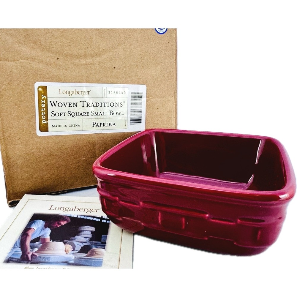Longaberger‎ Pottery Paprika Small Soft Square Bowl 5.25" NIB